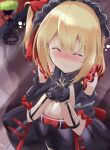 alternate_costume azur_lane blonde_hair blurry blurry_background blush breasts cleavage closed_eyes closed_mouth commentary_request cross detached_sleeves gloves hair_between_eyes hair_ornament highres iron_cross leipzig_(azur_lane) maid_headdress medium_breasts medium_hair tonchinkan 