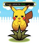 :3 artsy-rc english_text grass highres jitome no_humans parody pikachu pokemon pokemon_(creature) smile 