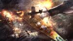  3d absurdres action aircraft airplane battle battleship cannon commentary copyright_request damaged deck deck_gun destroyer explosion fire firing flying from_above glowing highres japanese_flag military military_vehicle no_humans ocean outdoors photorealistic realistic ship smoke togman-studio tracer_fire turret vehicle_focus warship water watercraft world_war_ii yamato_(battleship) 