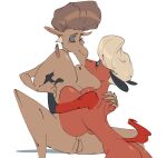  anthro anthro_on_anthro beauty_mark big_breasts biped blacksad blonde_hair blue_eyeshadow bovid breast_squish breasts brown_body brown_fur brown_hair butt caprine duo ear_piercing elderly_anthro elderly_female eyes_closed eyeshadow female female/female fur genitals goat hair helbaa_(smutbooru) hi_res huge_breasts kissing long_nipples makeup mammal markings mature_anthro mature_female mole_(marking) nipples nude old piercing pussy red_body red_fur sheep simple_background sitting smutbooru spread_legs spreading squish white_background 