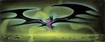  1959 20th_century ancient_art black_body concept_art disney dragon eyvind_earle female feral gouache_(artwork) hi_res human macro magic maleficent mammal official_art outside painting_(artwork) scalie sleeping_beauty_(1959) solo traditional_media_(artwork) transformation western_dragon wings 