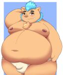  2022 anthro balls_outline belly big_belly blue_hair blush bulge clothing genital_outline gouryou hair hi_res kemono kusosensei lifewonders male mammal moobs navel nipples overweight overweight_male penis_outline solo suid suina sus_(pig) tokyo_afterschool_summoners underwear video_games wild_boar 