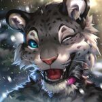  1:1 2022 blue_eyes digital_media_(artwork) felid leopard mammal open_mouth pantherine reilukah smile teeth tongue whiskers 