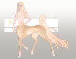  blonde_hair centaur digital_media_(artwork) equid equid_taur equine equine_taur fur hair horse horse_taur human humanoid_taur hybrid long_hair male mammal mammal_taur nipples quad raised_tail simple_background smooshkin solo taur 