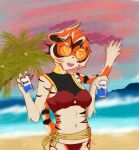  absurd_res alcohol anthro arknights beach beer beverage bikini clothing dei_mars felid female hi_res hypergryph mammal palm_tree pantherine pinup plant pose seaside solo studio_montagne summer sunset swimwear tiger tree video_games waaifu_(arknights) waifu 