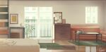  book book_stack cabinet commentary_request coughing door glass_door hakuurei_amano highres indoors no_humans original reflection scenery table watermark window 