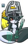  anus bare_shoulders bellybutton blonde_hair blush breasts cum cute foreskin futanari helmet long_ears long_hair midna monster_girl nitrotitan nude open_mouth penis pointy_ears red_eyes runes shiny simple_background testicles the_legend_of_zelda twilight_princess 