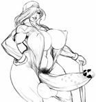  artist_request bodysuit breasts censored chinbotsu erect_nipples futanari huge_penis leotard long_hair monochrome nipples penis pubic_hair sketch testicles thick_thighs thighs wide_hips 