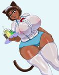  animal_ears artist_request bb blush breasts cameltoe chubby dark_skin glasses hips huge_breasts large_breasts nipples plump smile tail thick_thighs thighs waitress wide_hips 