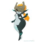  absurd_res big_butt breasts butt featureless_breasts female hi_res humanoid humanoid_pointy_ears hyperflannel imp markings midna nintendo not_furry nude short_stack simple_background smile snaggle_tooth solo the_legend_of_zelda twili twilight_princess video_games white_background wide_hips 