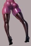  1girl ass ass_focus bodysuit boots cameltoe from_behind head_out_of_frame impossible_bodysuit impossible_clothes kamori_sayaka latex lower_body original purple_bodysuit rindou_(radical_dream) shiny shiny_clothes skin_tight solo thigh_boots thighhighs 