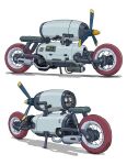  fusion gatling_santouhei ground_vehicle highres motor_vehicle motorcycle no_humans original propeller simple_background vehicle_focus white_background 