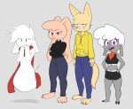  alice_(hitsuji) allison_wool_(hitsuji) anthro big_ears bodily_fluids bottomwear bovid boxers_(clothing) bra canid canine canis caprine clothing cloven_hooves eyewear female ghost glasses group hi_res hitsuji hoodie hooves kayla_(hitsuji) lagomorph leporid looking_at_viewer mammal neckerchief pants rabbit riley_(hitsuji) scarf sheep spirit sports_bra sweat topwear turtleneck underwear wolf 