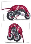  1other absurdres from_side gatling_santouhei ground_vehicle highres jumping mecha mechanization motor_vehicle motorcycle original science_fiction shrimp vehicle_focus 