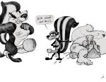  after_sex anthro bareback bodily_fluids cum cum_in_ass cum_inside genital_fluids group looney_tunes male male/male mammal mephitid pep&eacute;_le_pew pitu_le_pew skunk trio warner_brothers yagi_b. yagi_b._(artist) 