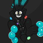  3_toes absurd_res anthro anus arms_above_head balls binch black_body black_fur bodily_fluids butt cheek_tuft chest_tuft cum cum_on_chest easter easter_egg elbow_tuft erection facial_tuft feet foot_focus foreskin freckles fur genital_fluids genitals green_body green_fur grey_background grin hi_res holidays humanoid_genitalia humanoid_penis inviting lagomorph leporid looking_at_viewer lying male mammal on_back penis perineum presenting presenting_anus presenting_balls presenting_hindquarters presenting_penis rabbit simple_background smile solo spread_legs spreading the_xing1 toes tuft wide_eyed 