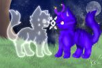  atennae ears_up fluffy fur ghost hi_res light lighting multicolored_eyes purple_body purple_fur rainbow_eyes realistic shaded spirit thin_tail 