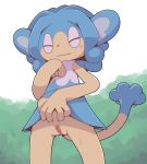  bodily_fluids bottomless clothed clothing crepix eyes_closed female genital_fluids genitals nintendo pok&eacute;mon pok&eacute;mon_(species) pussy pussy_juice simipour solo sweat video_games 