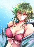  1girl any813 asellus_(saga_frontier) breasts cleavage green_hair highres looking_at_viewer medium_hair open_mouth saga saga_frontier solo swimsuit yellow_eyes 