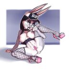  absurd_res anthro asian_clothing bugs_bunny clothing digital_drawing_(artwork) digital_media_(artwork) east_asian_clothing female fishnet fishnet_clothing fishnet_legwear gloves goth hair handwear hat headgear headwear hi_res high_heels japanese_clothing legwear lipstick long_hair looney_tunes luraiokun maebari makeup piercing pussy_tape solo solo_focus thong underwear warner_brothers 