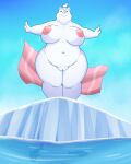  2022 4:5 anthro areola big_breasts breasts eyes_closed female fur genitals hi_res ice lonbluewolf mammal nipples polar_bear pubes pussy solo thick_thighs towel ursid ursine water white_body white_fur 