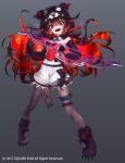  1girl animal_hands animal_hood black_background bloomers bow_(weapon) full_body gloves gradient gradient_background grimms_notes hood hood_up official_art open_mouth paw_gloves red_eyes sakanahen shadow_rose_red smile solo teeth underwear weapon 