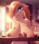  3d_(artwork) absurd_res anthro anthrofied big_breasts breasts cream_heart_(mlp) digital_media_(artwork) equid equine female hair hair_over_eye hevexy hi_res horse mammal my_little_pony nipples nude one_eye_obstructed pony solo 