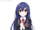  1girl april_fools blue_hair breasts brown_eyes date_a_live genderswap itsuka_shiori medium_breasts tsunako 