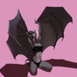  abstract_background anthro anumaster bat_nose bat_wings chiropteran eski fangs female fur grey_body grey_fur hi_res latex_clothing mammal mane membrane_(anatomy) membranous_wings on_knee red_eyes solo tongue tongue_out wings 