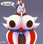  accipitrid accipitriform anthro avian bald_eagle big_breasts bird blowing_a_kiss breast_squish breasts brown_nipples chroma_(famwammer) clothed clothing dedoarts eagle famwammer female groping_breasts hat headgear headwear highlights_(coloring) huge_breasts inviting kissy_face nipples one_eye_closed presenting presenting_breasts sea_eagle solo squish top_hat topless united_states_of_america wink 