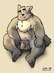 2022 anthro balls belly big_belly bluewolf0072 blush flaccid genitals hi_res kemono male moobs navel nipples overweight overweight_male penis simple_background sitting solo 