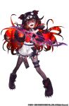 1girl animal_hands animal_hood bloomers bow_(weapon) full_body gloves gradient gradient_background grimms_notes highres hood hood_up official_art open_mouth paw_gloves red_eyes sakanahen shadow_rose_red simple_background smile solo teeth underwear weapon white_background 