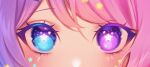  1girl blue_eyes blush close-up emberlith eye_focus eyebrows_visible_through_hair eyelashes gradient_hair gumae hair_between_eyes heterochromia indie_virtual_youtuber multicolored_hair pink_hair purple_eyes purple_hair solo star-shaped_pupils star_(symbol) star_in_eye symbol-shaped_pupils symbol_in_eye virtual_youtuber 