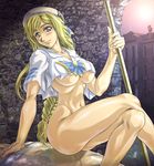  alicia_florence aria blonde_hair blue_eyes bottomless braid breasts large_breasts legs long_hair pussy reflection solo thighs toned underboob walhalla_illusion 