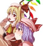  blonde_hair censored cum cum_in_mouth doru_riheko facial fellatio flandre_scarlet group_sex mosaic_censoring multiple_girls oral penis petite purple_hair red_eyes remilia_scarlet short_hair siblings sisters touhou wings 