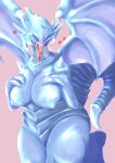  absurd_res anthro big_breasts blue-eyes_white_dragon blush breasts claws dragon duel_monster female hauberk888 hi_res konami looking_at_viewer membrane_(anatomy) membranous_wings nude scalie tongue wings yu-gi-oh 