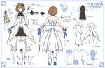  1girl absurdres after0217 bow brown_eyes brown_hair character_sheet concept_art gloves hair_ornament highres meiko meikopia multiple_views ribbon scepter short_hair sleeveless smile solo standing thighhighs translation_request vocaloid 