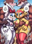  absurd_res anthro anthro_on_anthro anthro_penetrated anthro_penetrating anthro_penetrating_anthro avian big_breasts bird breast_squish breasts breasts_frottage canid canine english_text fayga female female_penetrated hi_res lagomorph leporid male male/female male_penetrating male_penetrating_female mammal penetration rabbit squish text thick_thighs toto_draw violet_(sssonic2) 