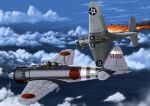  a6m_zero aircraft beroberoman bomb cloud dive_bomber fire flame historical_event imperial_japanese_navy military military_vehicle original roundel sbd_dauntless smoke star_(symbol) united_states_navy world_war_ii 