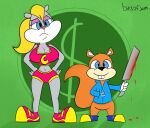  anthro berri bitsofjam blood bodily_fluids chipmunk clothed clothing conker conker&#039;s_bad_fur_day duo female ground_squirrel knife male mammal rareware rodent sciurid video_games 