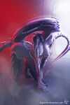  alien alien_(franchise) breasts female fingers hi_res kajinman purple_body signature solo text url xenomorph 