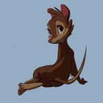  2016 anthro arsemaus blue_background brown_body brown_fur don_bluth female full-length_portrait fur hi_res looking_at_viewer looking_back looking_back_at_viewer mammal mouse mrs._brisby murid murine nude portrait reclining rodent simple_background solo the_secret_of_nimh 