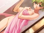  blonde_hair blush breasts censored covering dutch_angle game_cg green_eyes ino izayoi_no_hanayome large_breasts mosaic_censoring nipples non-web_source nude_cover open_mouth pink_towel pussy saegusa_mikoto short_hair solo thigh_gap towel wet 