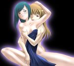  artist_request asymmetrical_hair breast_grab breasts brown_hair grabbing large_breasts licking long_hair multiple_girls my-otome nude open_mouth red_eyes shizuru_viola smile tomoe_marguerite tongue yuri 