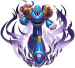  1boy android armor armored_boots aura blue_armor bodysuit boots dark_aura full_body gloves glowing glowing_eyes helmet highres looking_at_viewer mega_man_(series) mega_man_x3 mega_man_x_(series) mizuno_keisuke official_art red_eyes robot rocket_launcher shoulder_armor shoulder_cannon solo standing vile_(mega_man) weapon 