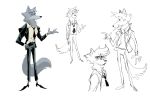  absurd_res anthony_holden anthro biped bottomwear canid canine canis clothing concept_art dreamworks grey_body hi_res humanoid_hands male mammal mr._wolf_(the_bad_guys) necktie official_art pants shirt shrit simple_background sketch solo the_bad_guys topwear white_background wolf 