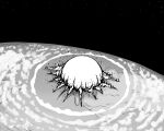  absurdres bb_(baalbuddy) explosion greyscale highres monochrome original planet shockwave space star_(sky) symbol-only_commentary 