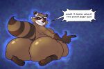  anthro basicbiscuit belly belly_on_ground big_belly big_butt brown_body brown_fur bubble_butt butt butt_squish dialogue feet fur glistening glistening_butt guardians_of_the_galaxy hi_res huge_butt huge_thighs hyper hyper_belly looking_at_viewer looking_back male mammal marvel multicolored_body multicolored_fur nude obese obese_anthro obese_male overweight overweight_anthro overweight_male pinup pose presenting presenting_hindquarters procyonid raccoon raised_tail red_eyes rocket_raccoon sitting smile smiling_at_viewer solo speech_bubble squish talking_to_viewer thick_thighs two_tone_body two_tone_fur 