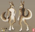  anthro butt canid canine canis claws countershade_torso countershading digitigrade featureless_crotch hi_res jackal jooper male mammal model_sheet pose raised_tail smile solo standing yellow_eyes 