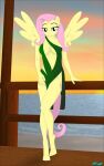  anthro breasts clothing dress equid equine fab3716 female fluttershy_(mlp) friendship_is_magic hasbro hi_res mammal my_little_pony pegasus pinup pose solo wings 